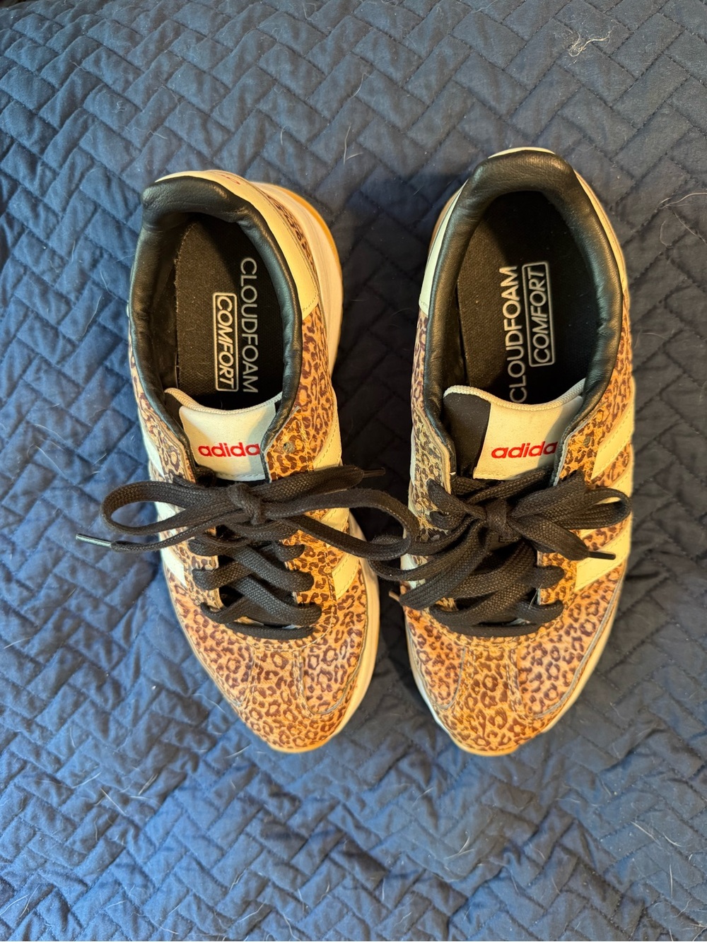 adidas Leopard Print Cloudfoam Sneakers - Brown & Black